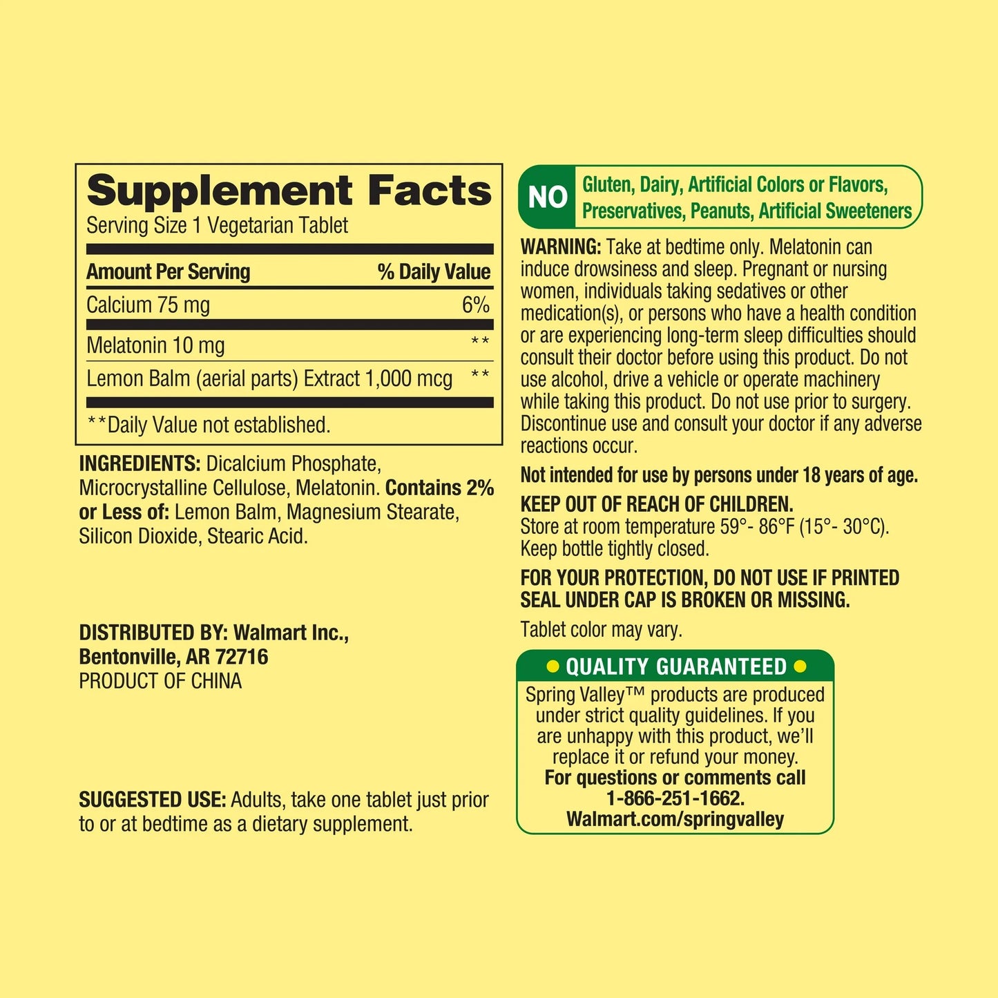 Melatonina 10mg com 240 Tabletes Vegetarianos - Spring Valley