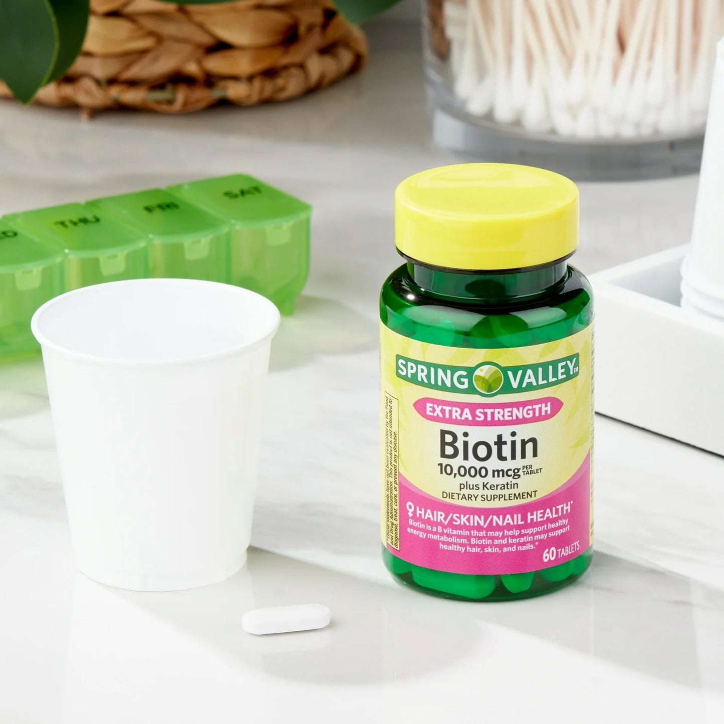 Biotina 10.000mcg com Queratina 60 cápsulas - Spring Valley
