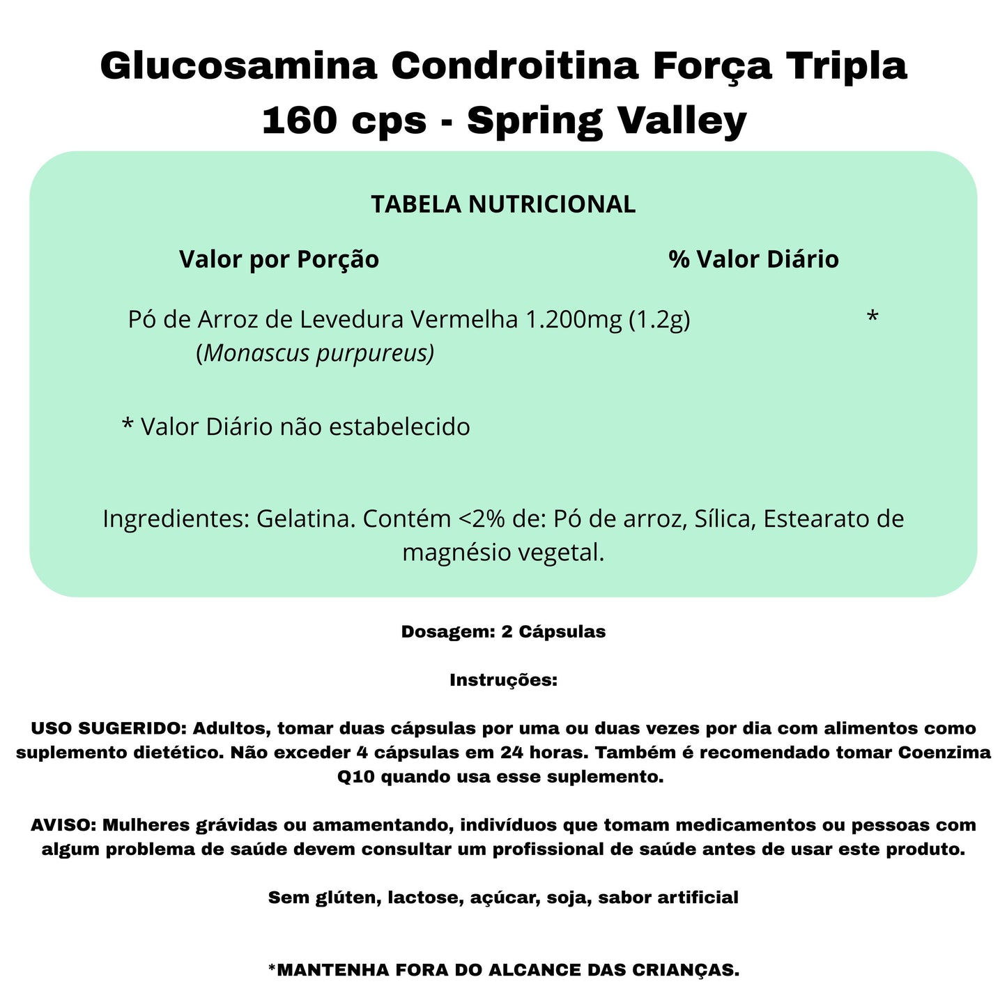 Arroz De Levedura Vermelha 600 Mg 120 Capsulas - Spring Valley