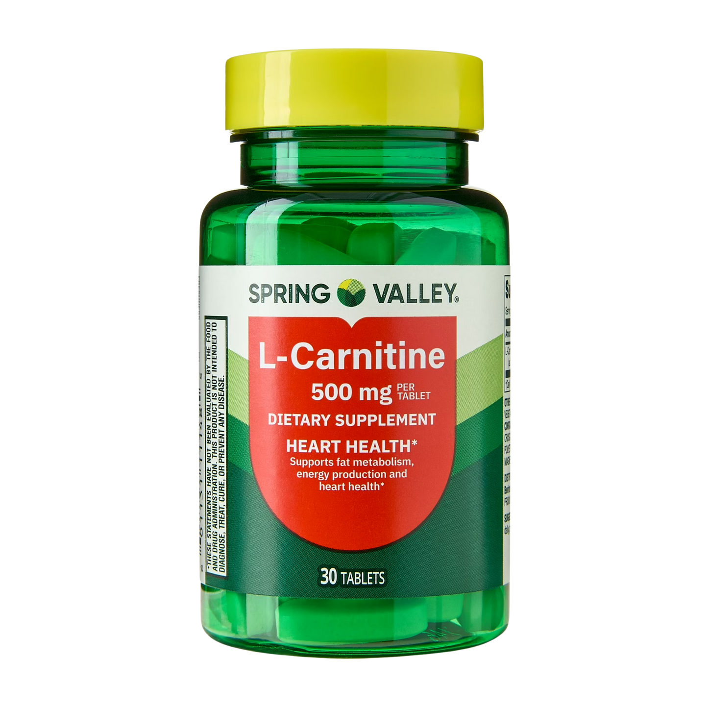 Carnitina 500 mg, 30 cápsulas - Spring Valley