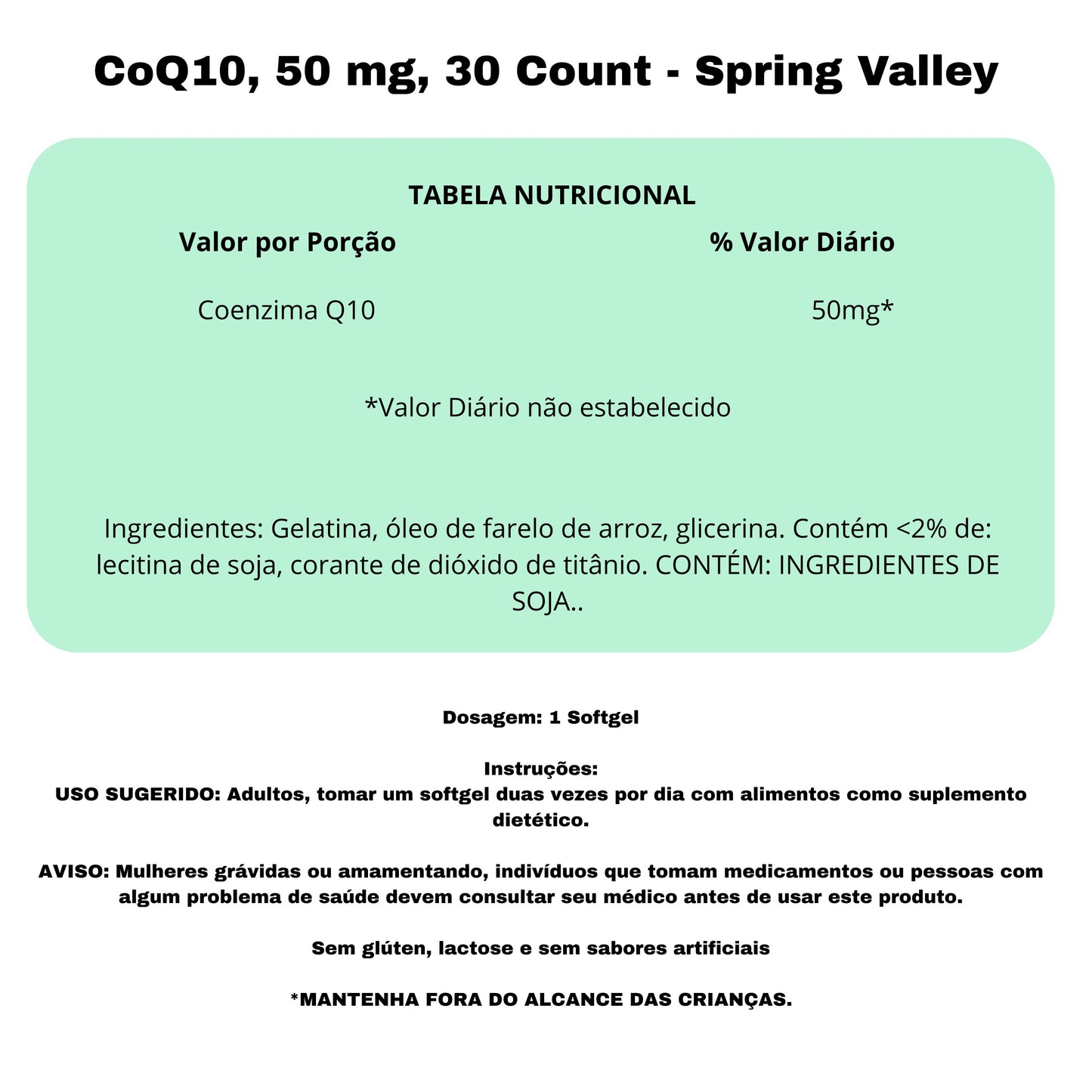 CoQ10, 50 mg, 30 Count - Spring Valley