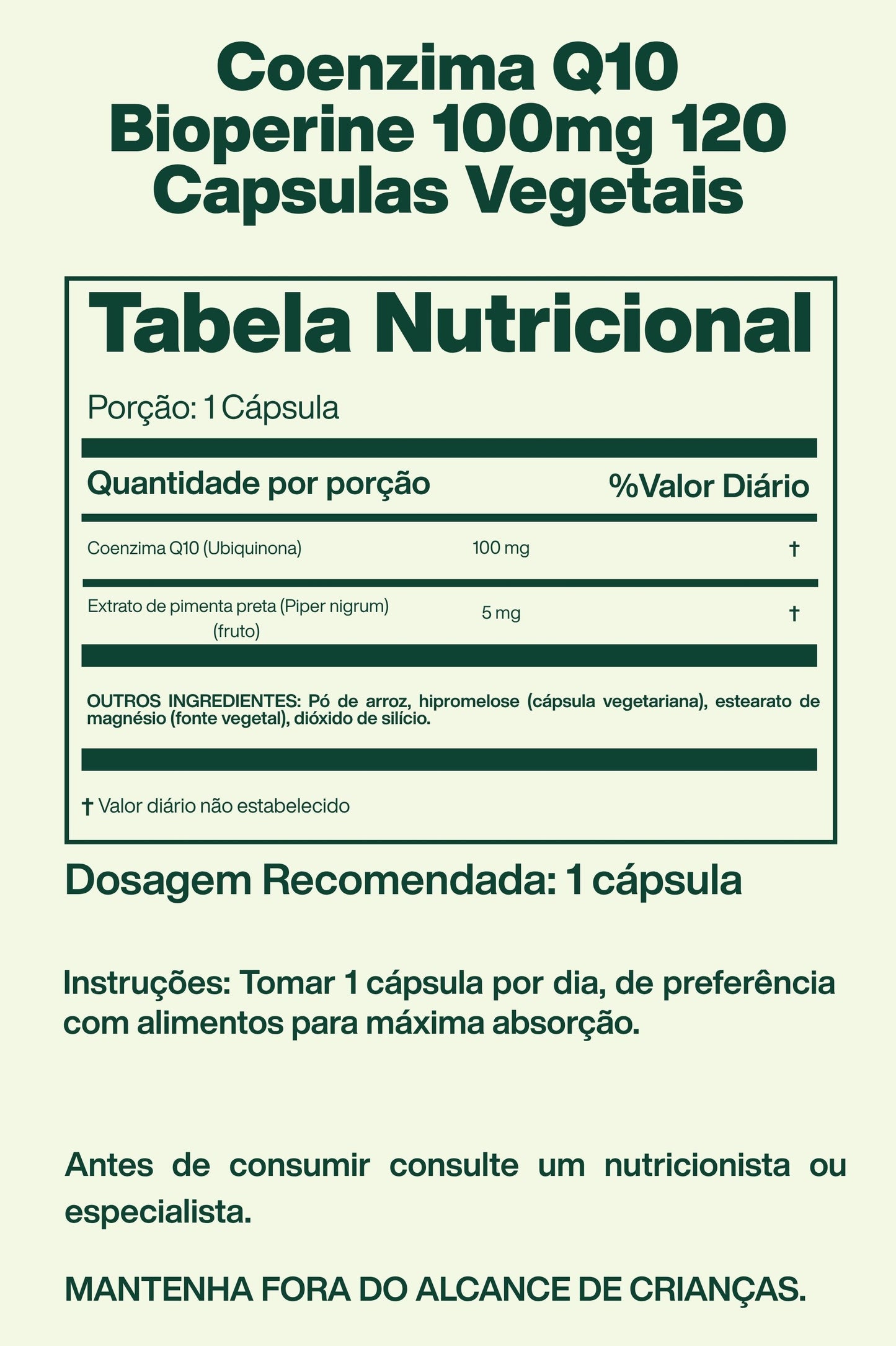 Coenzima Q10 Bioperine 100mg 120 Capsulas vegetais - Doctor's Best
