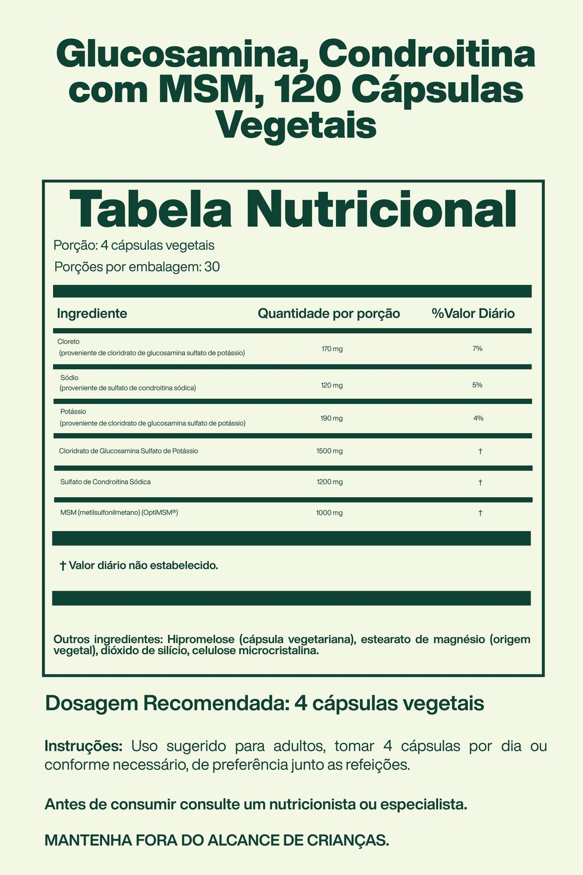 Glucosamina Condroitina MSM 120 Capsulas Vegetais - Doctor's Best