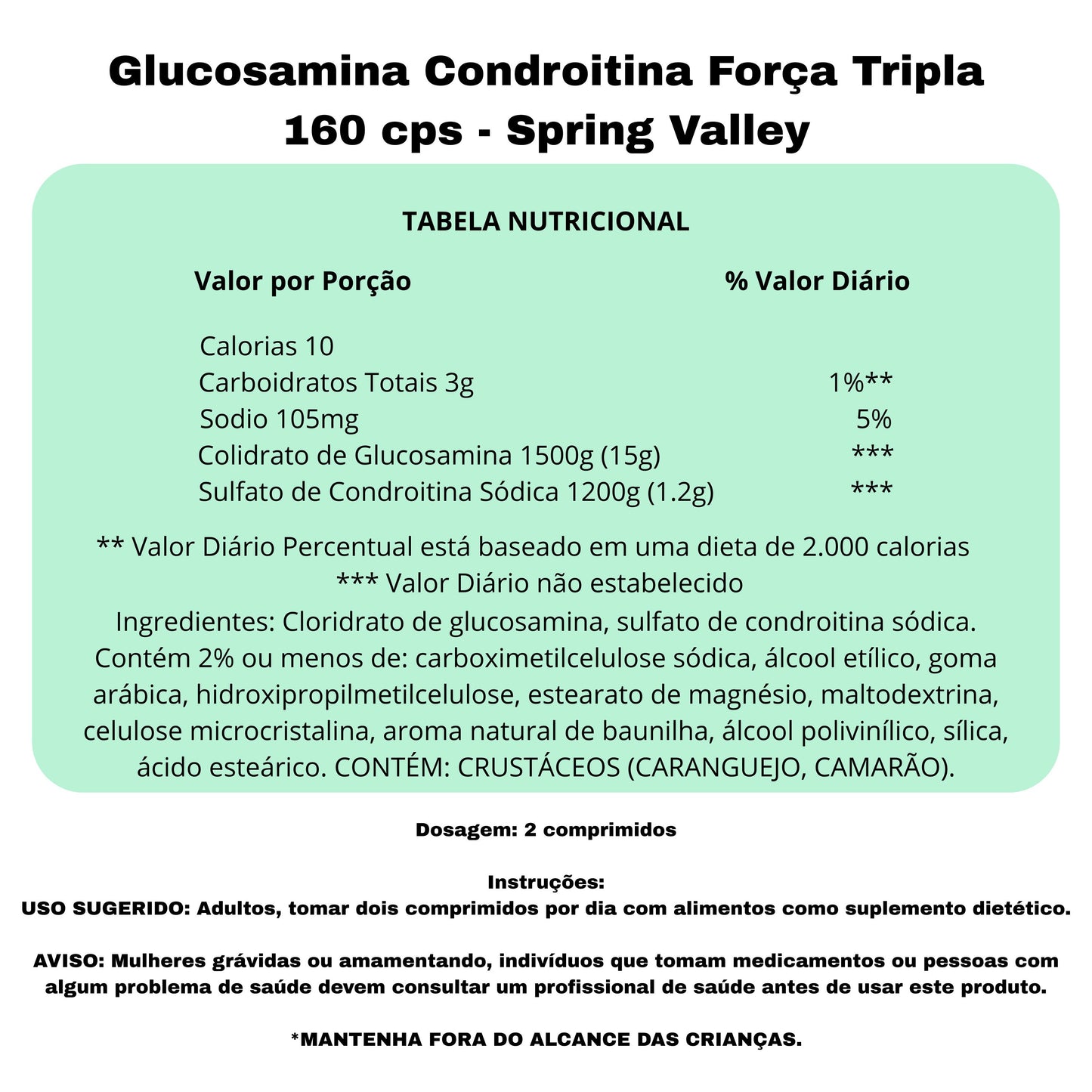 Condroitina Glucosamina Força Tripla 160 cps - Spring Valley