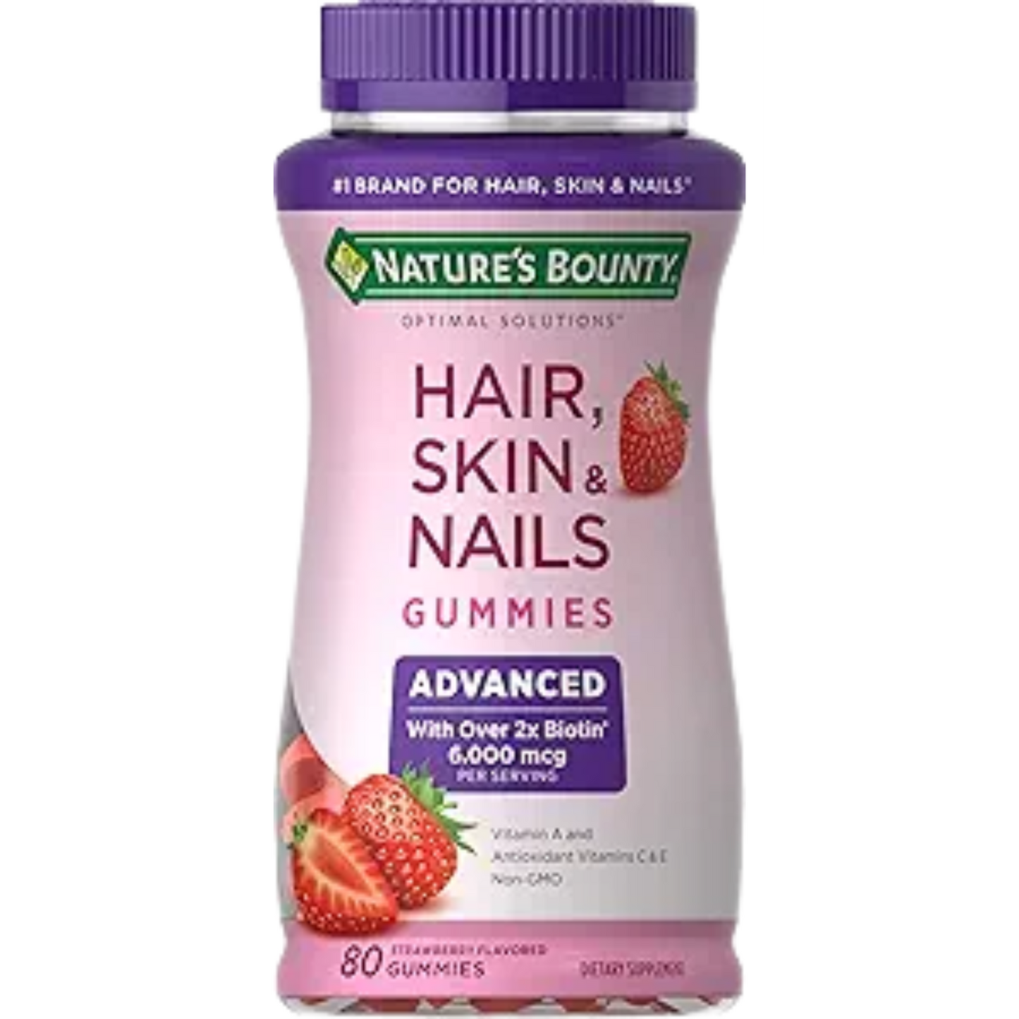 Hair Skins & Nails Advanced 2x Mais Biotina 6000mcg 80 Gomas - Nature's Bounty