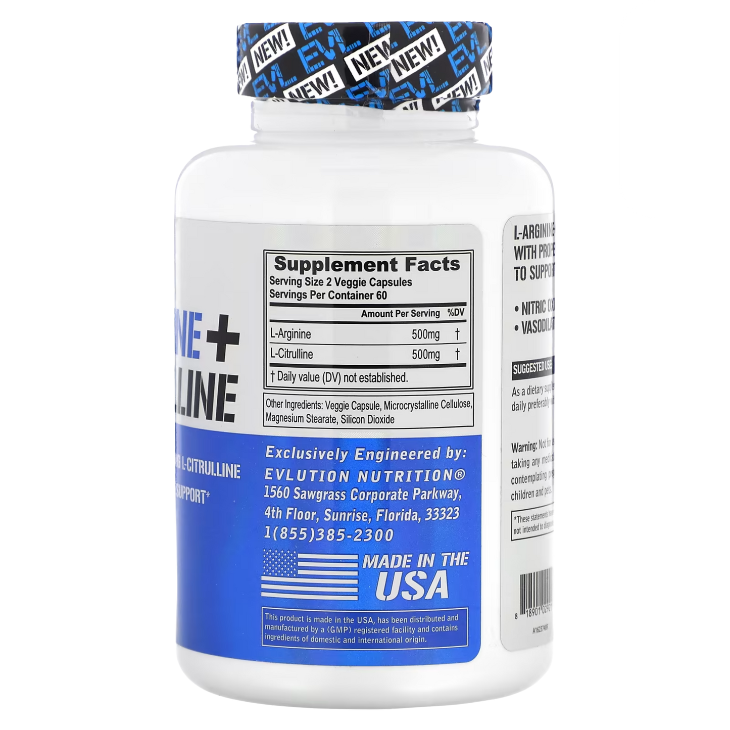 L-Arginina + L-Citrulina 120 Cápsulas Vegetais - EVLution Nutrition
