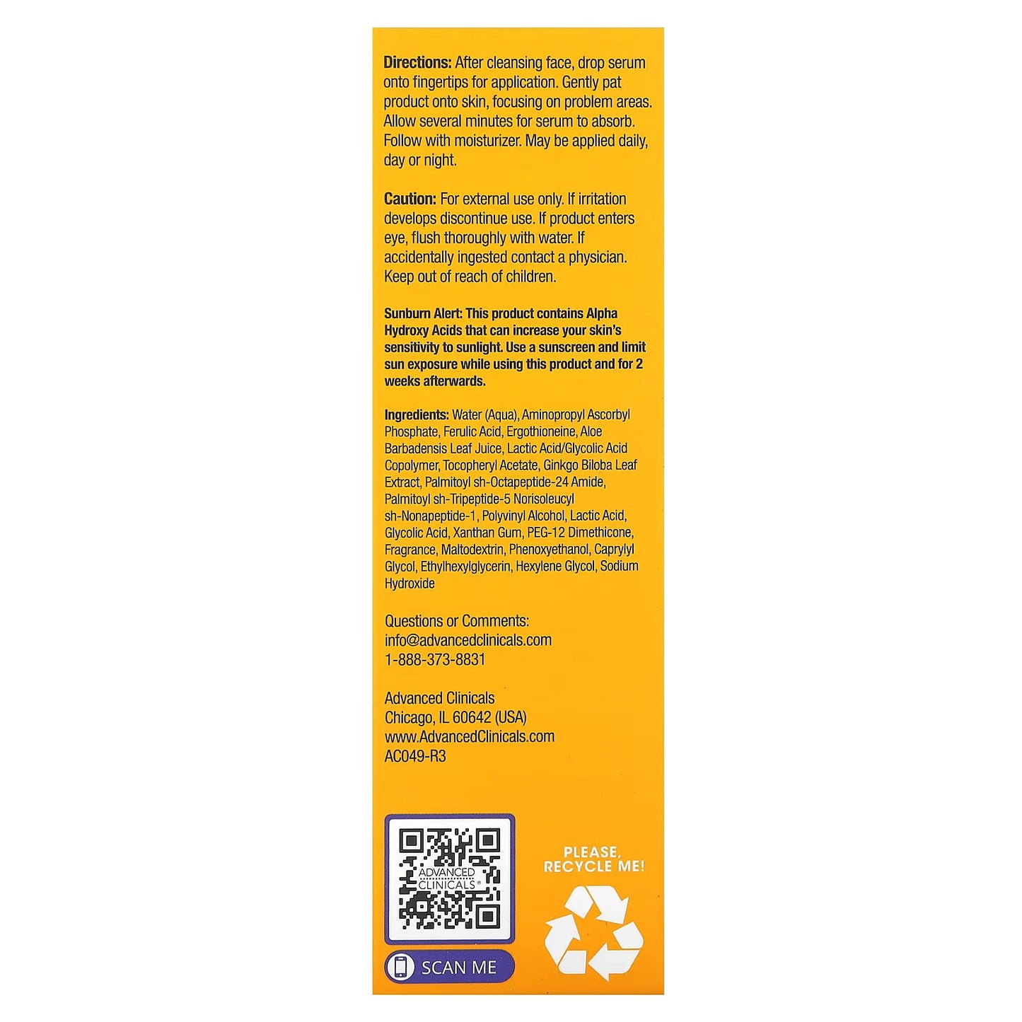 Sérum Rejuvenescedor, Vitamina C, 52 ml - Advanced Clinicals