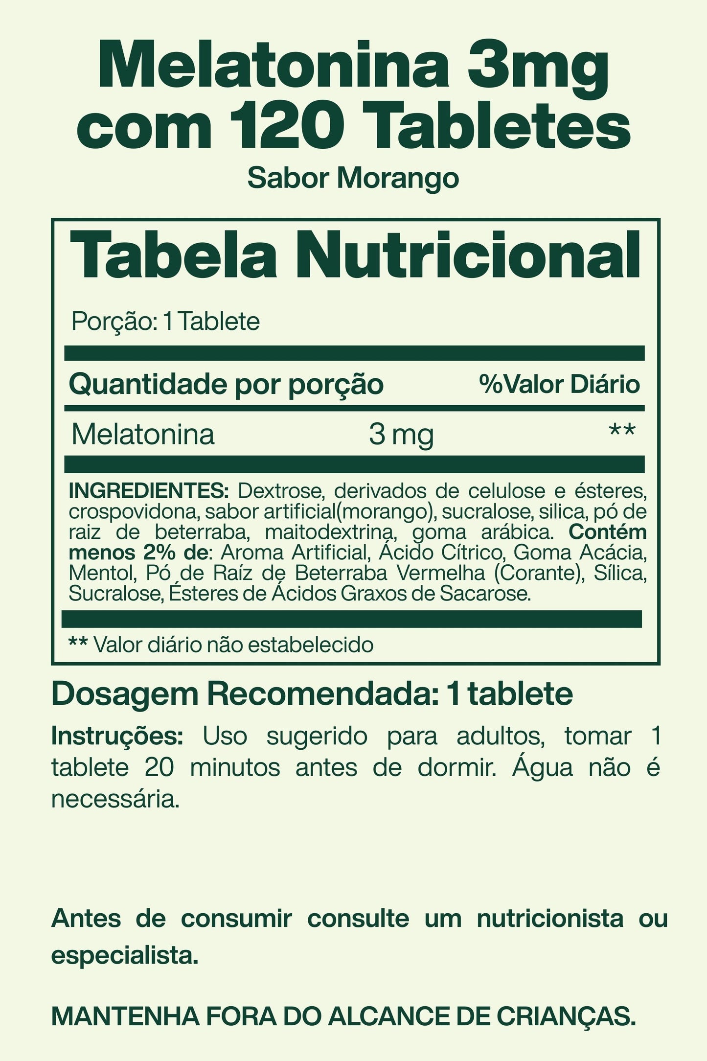 Melatonina 3mg com 120 Tabletes Sabor Morango - Spring Valley