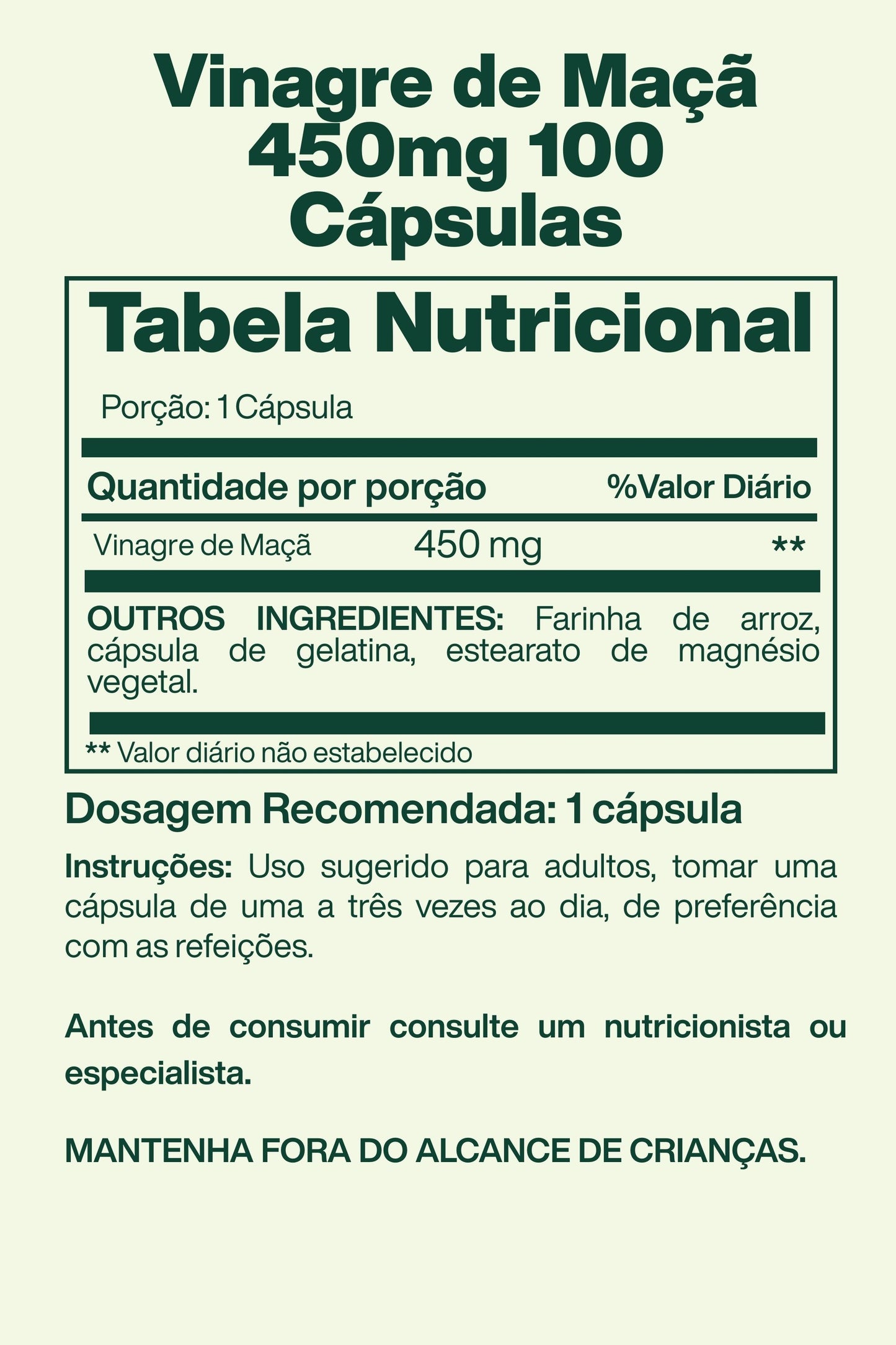 Vinagre de Maçã 450mg 100 Cápsulas - Spring Valley