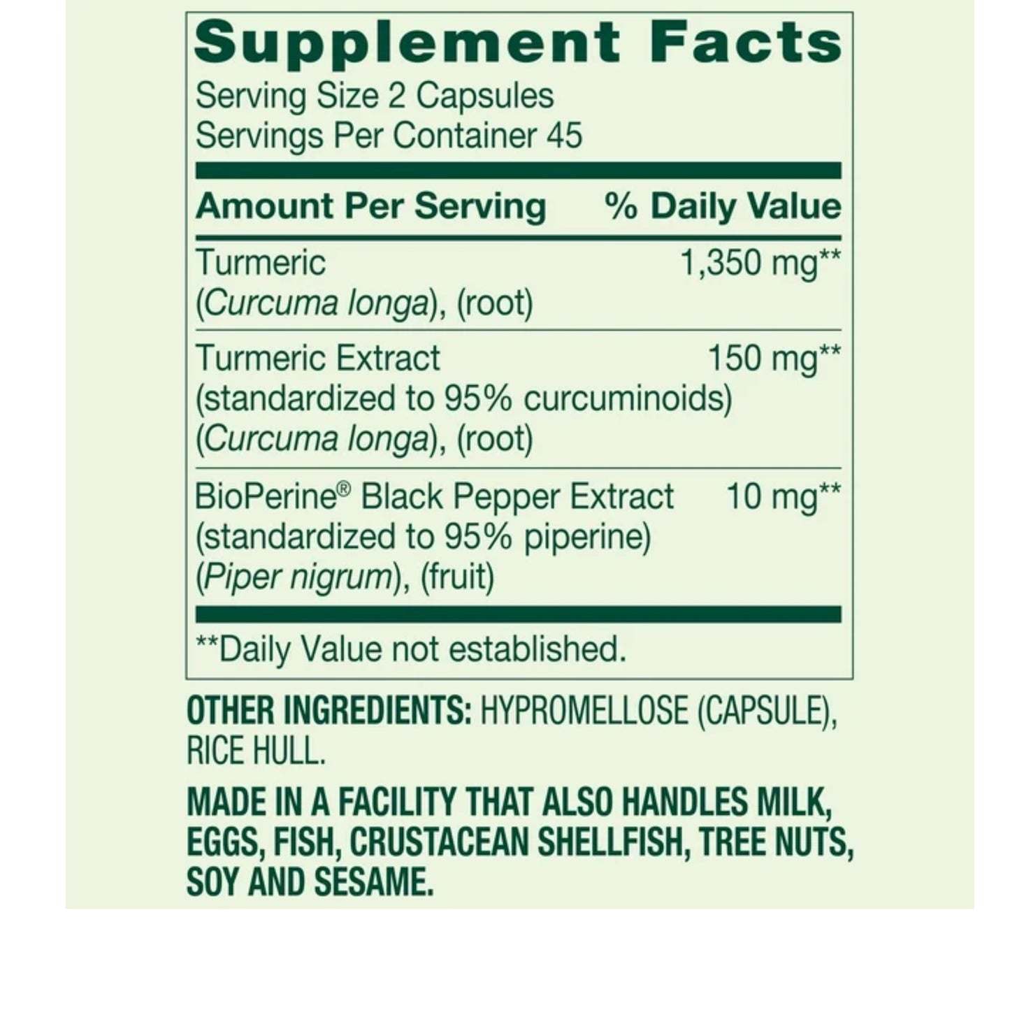 Curcumina Turmeric Ultra Forte 1500 mg com 90 Cápsulas - Spring Valley