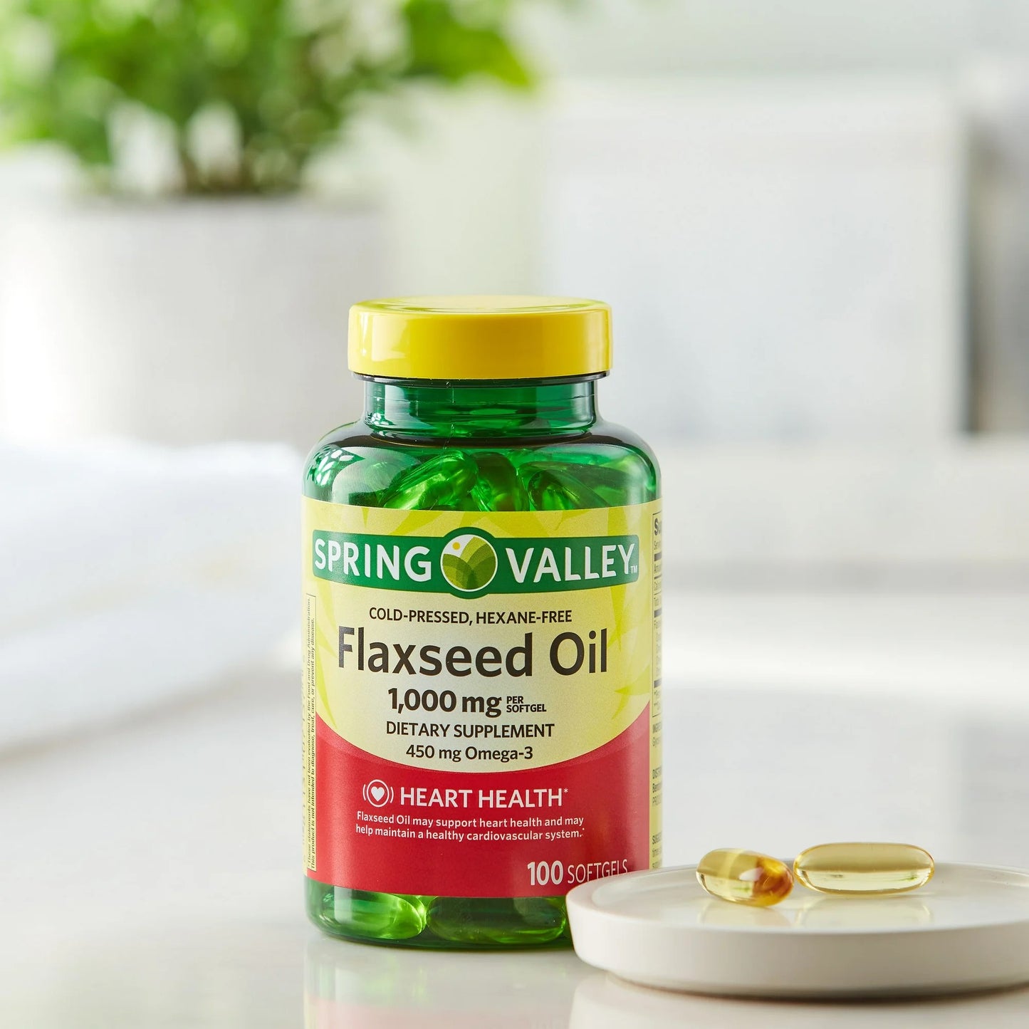 Óleo de Linhaça 1000mg Omega-3 450mg 100 Softgels - Spring Valley