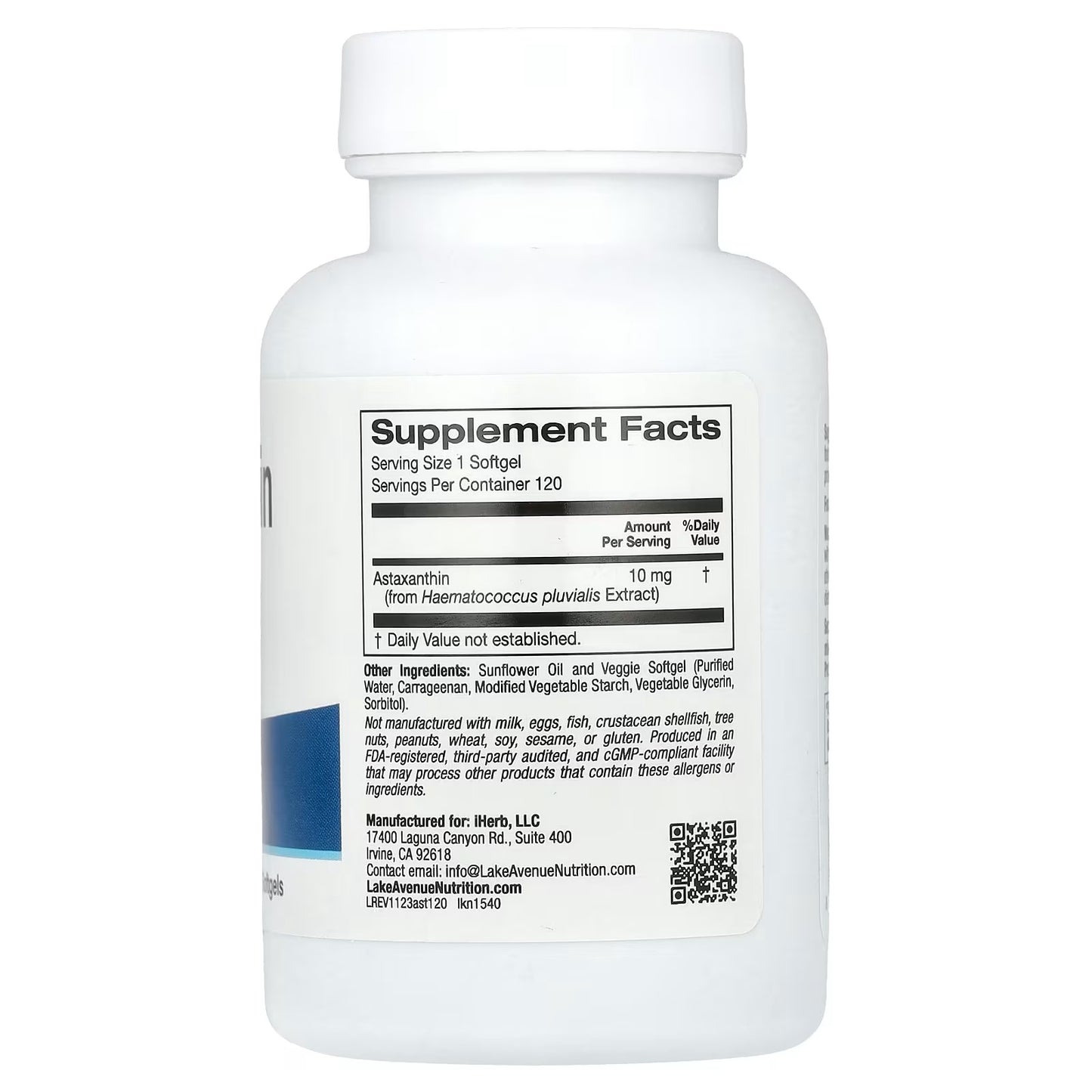 Astaxantina 10 mg 120 Softgels - Lake Avenue Nutrition