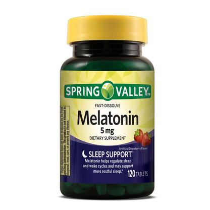 Melatonina 5mg com 120 Tabletes Sabor Morango - Spring Valley