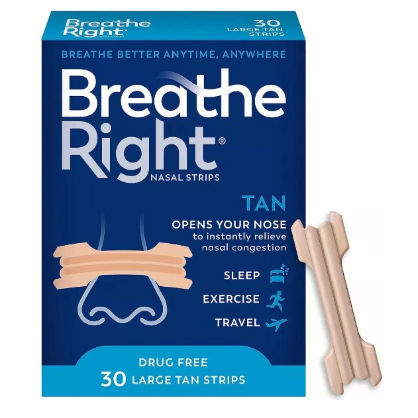 Tiras Nasais 30 Unidades - Breathe Right