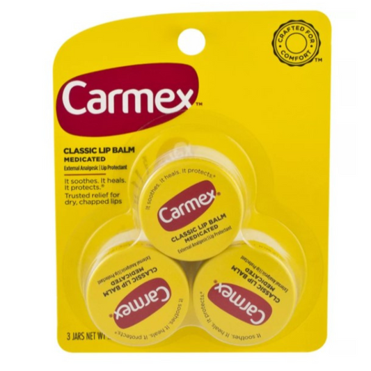 Carmex Lip Balm Jars, Lip Protectant - Pacote com 3