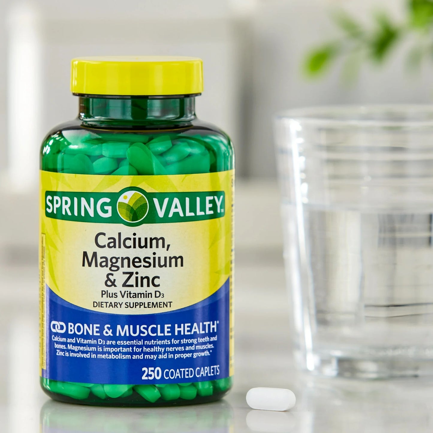 Calcio Magnésio Zinco e Vitamina D3 com 250 Capsulas Revestidas - Spring Valley