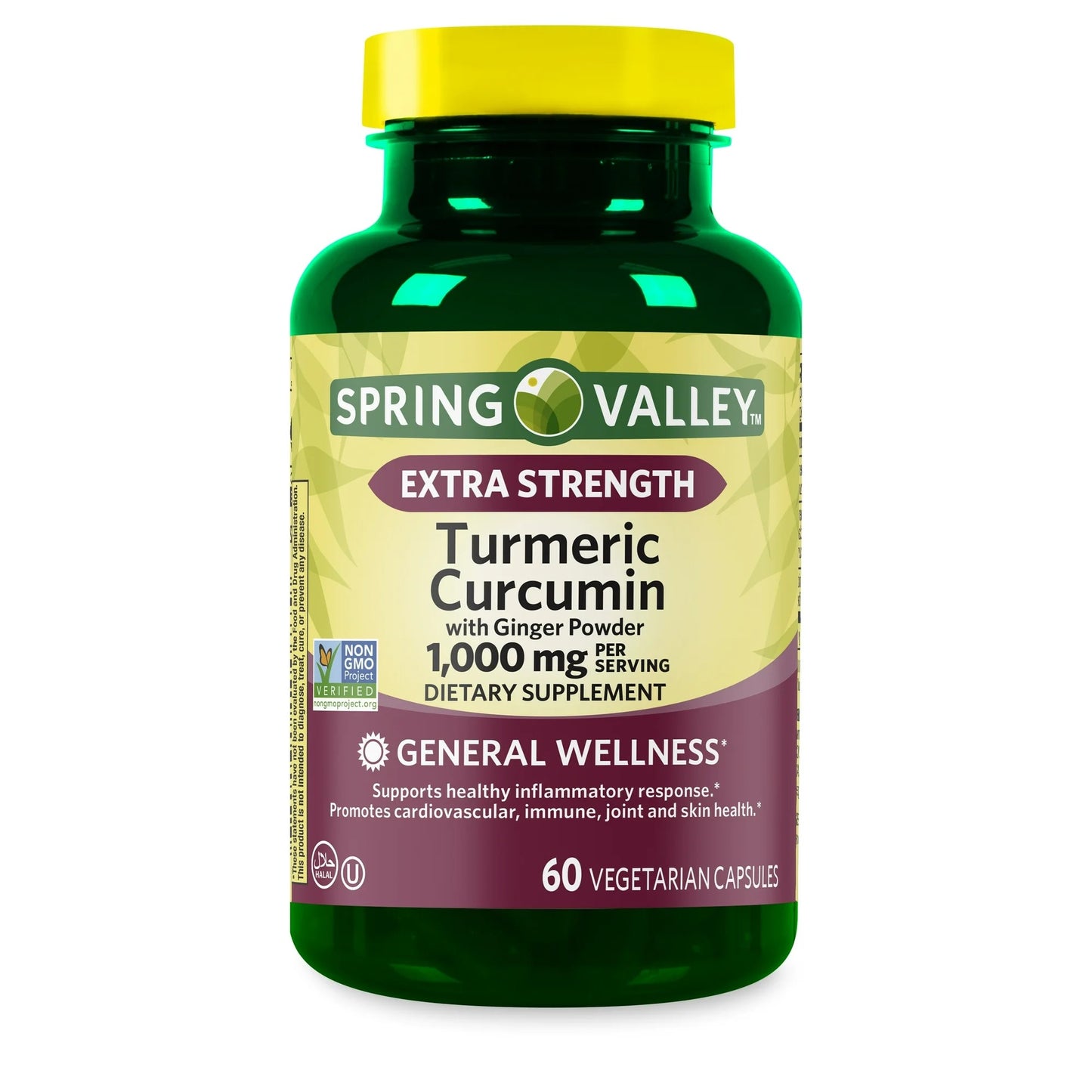 Curcumina Turmeric com Pó de Gengibre 1000 mg 60 Cápsula - Spring Valley