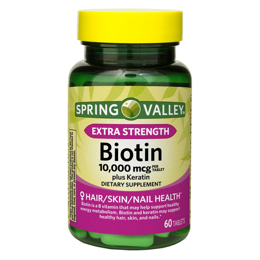 Biotina 10.000mcg com Queratina 60 capsulas - Spring Valley