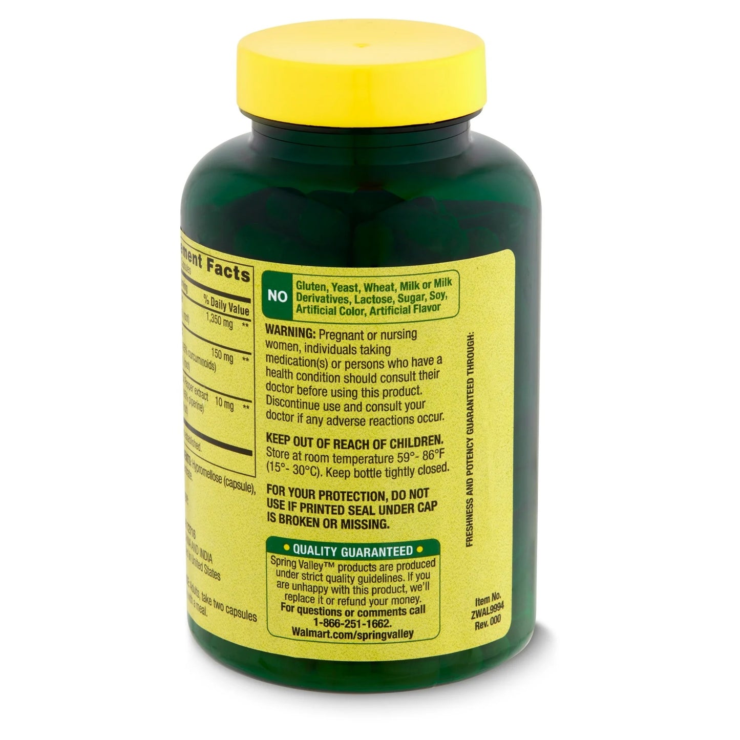 Curcumina Turmeric Ultra Forte 1500 mg com 90 Cápsulas - Spring Valley