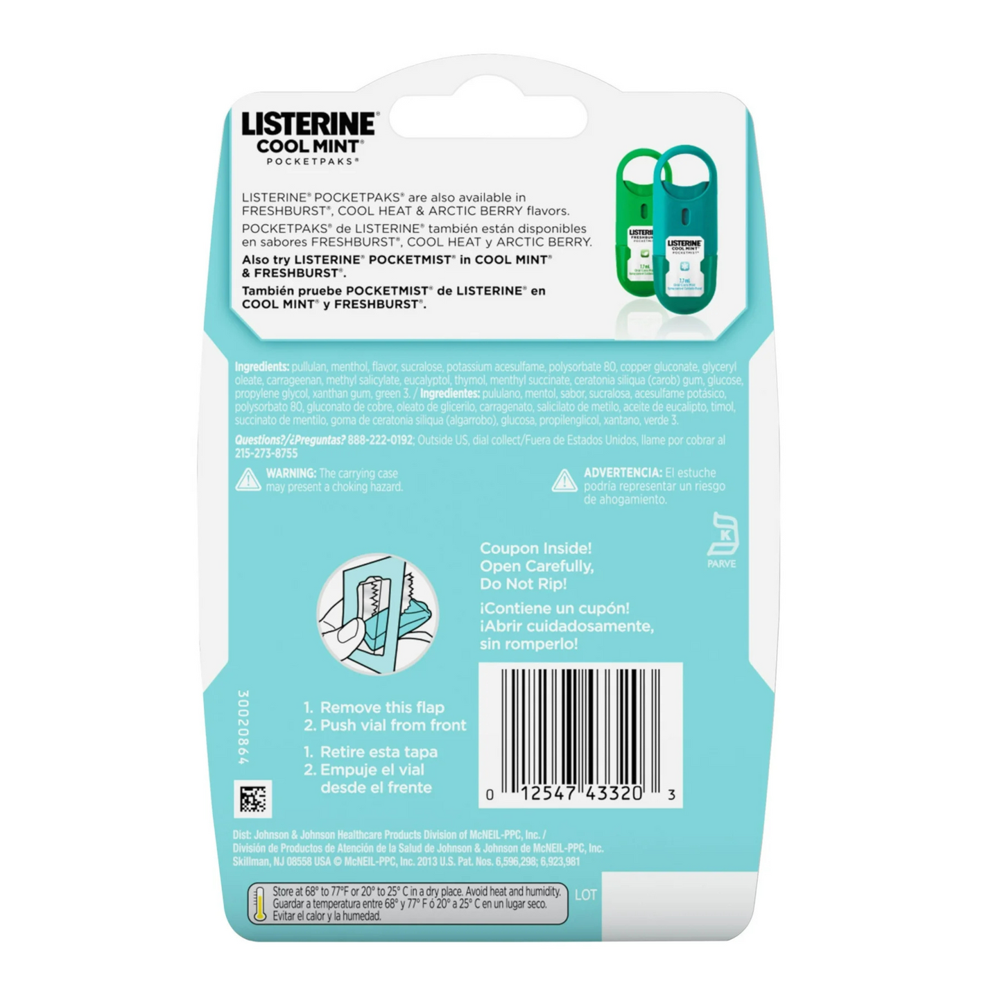 Listerine Pocket Pack Sabor Cool Mint 72 Tiras - Listerine