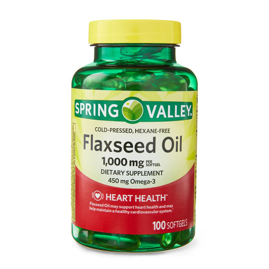 Óleo de Linhaça 1000mg Omega-3 450mg 100 Softgels - Spring Valley