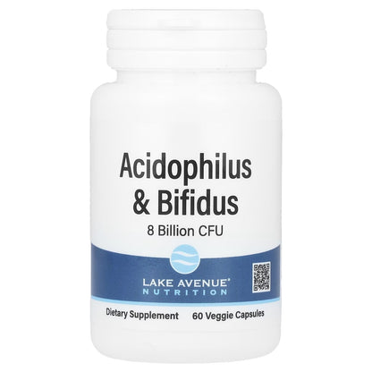 Probiotico Acidophilus & Bifidus 8 Bilhões de UFCs 60 Capsulas Veganas - Lake Avenue Nutrition