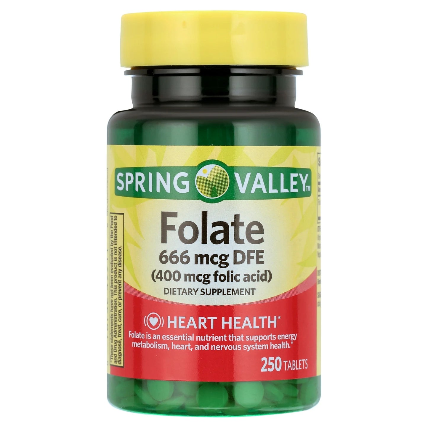 Folato 400mcg com 250 Tabletes - Spring Valley