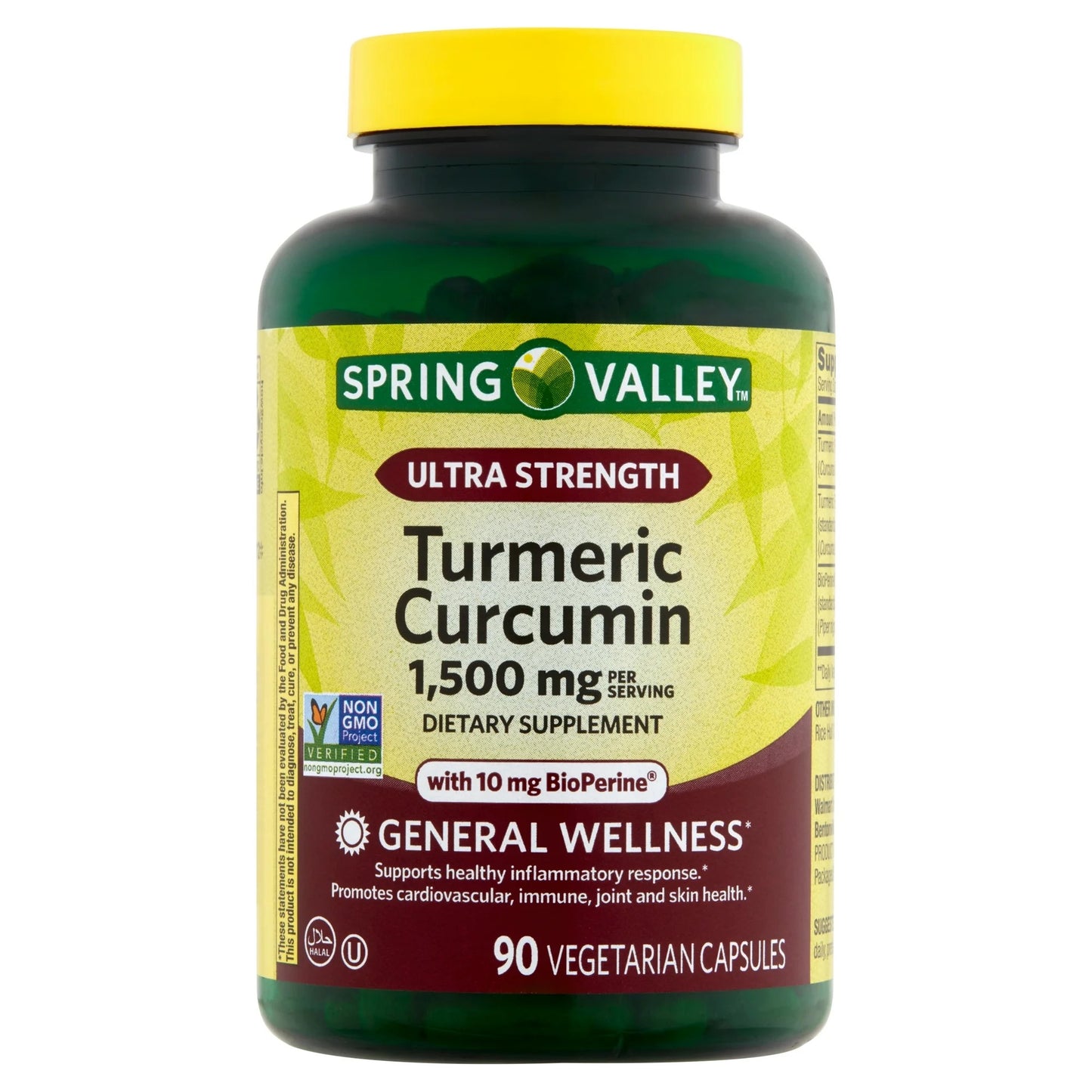 Curcumina Turmeric Ultra Forte 1500 mg com 90 Cápsulas - Spring Valley