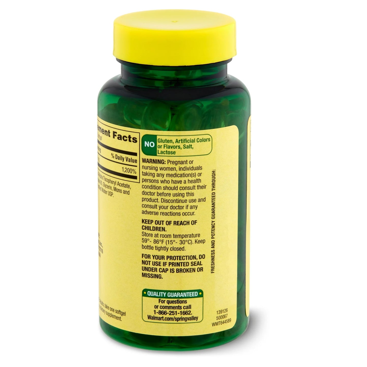 Vitamina E 180 mg 400 iu com 100 Softgel - Spring Valley