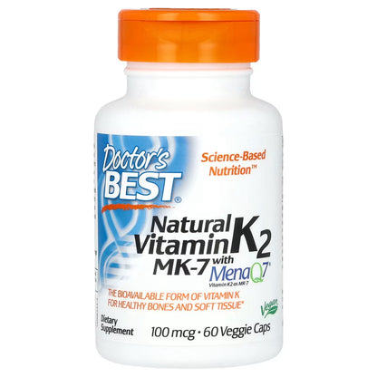 Vitamina K2 MK-7 100mcg 60 Cápsulas Vegetais - Doctor's Best