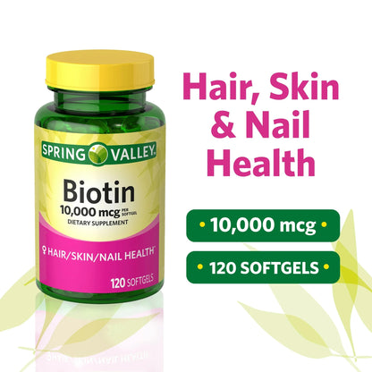 Biotina 10.000mcg com 120 Cápsulas - Spring Valley