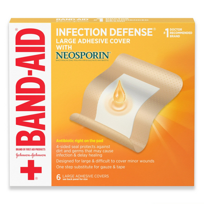 Band Aid Grande C/ Neosporin, Zinco, Sulfato Polimixina B - Band-Aid