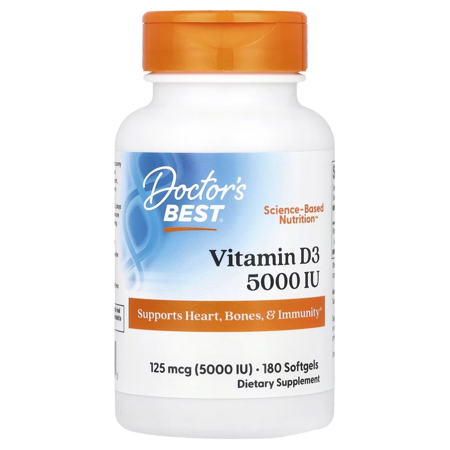 Vitamina D3 125 mcg 5.000 UI 180 Cápsulas Softgel - Doctor's Best