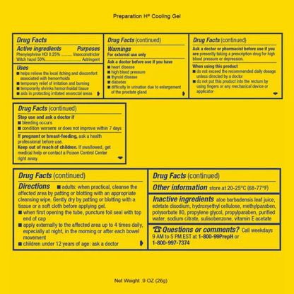 Pomada Hemorroida Preparation H Cooling Gel 26g