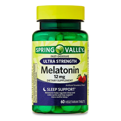 Melatonina 12mg com 60 Tabletes Sabor Morango - Spring Valley