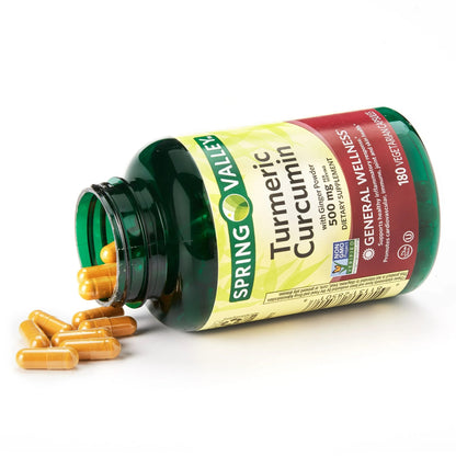 Curcumina Turmeric com Pó de Gengibre 500 mg 180 Cápsula - Spring Valley