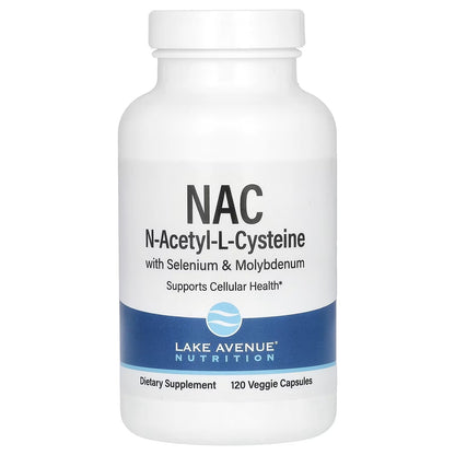 NAC N-acetil Cisteína + Selênio Molibdênio 600 mg 120 Capsulas Veganas - Lake Avenue Nutrition