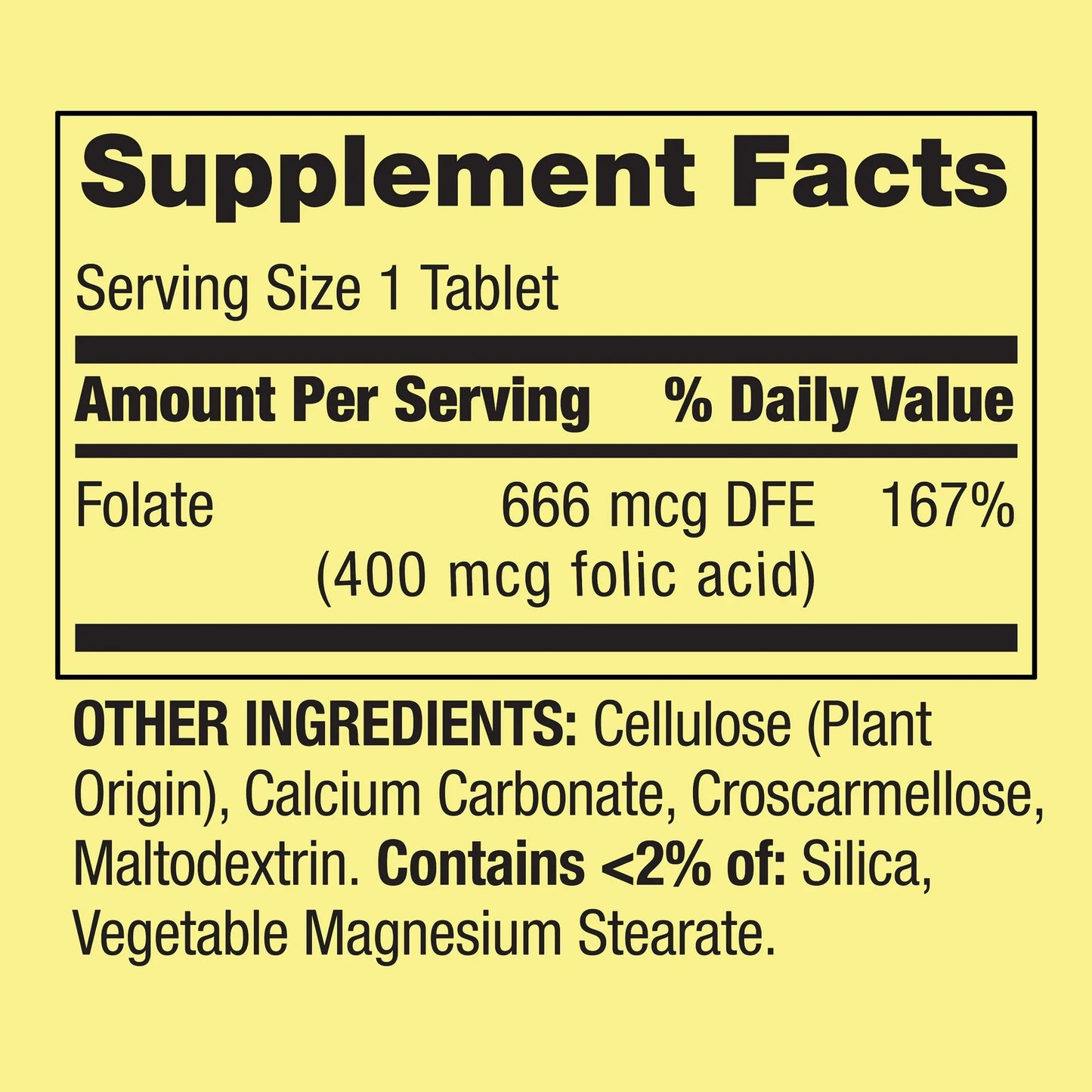 Folato 400mcg com 250 Tabletes - Spring Valley