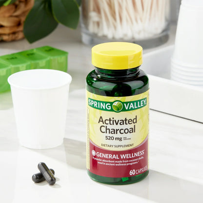 Carvão Ativado 520mg 60 Cápsulas - Spring Valley