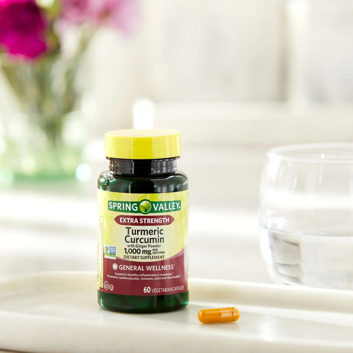 Curcumina Turmeric com Pó de Gengibre 1000 mg 60 Cápsula - Spring Valley