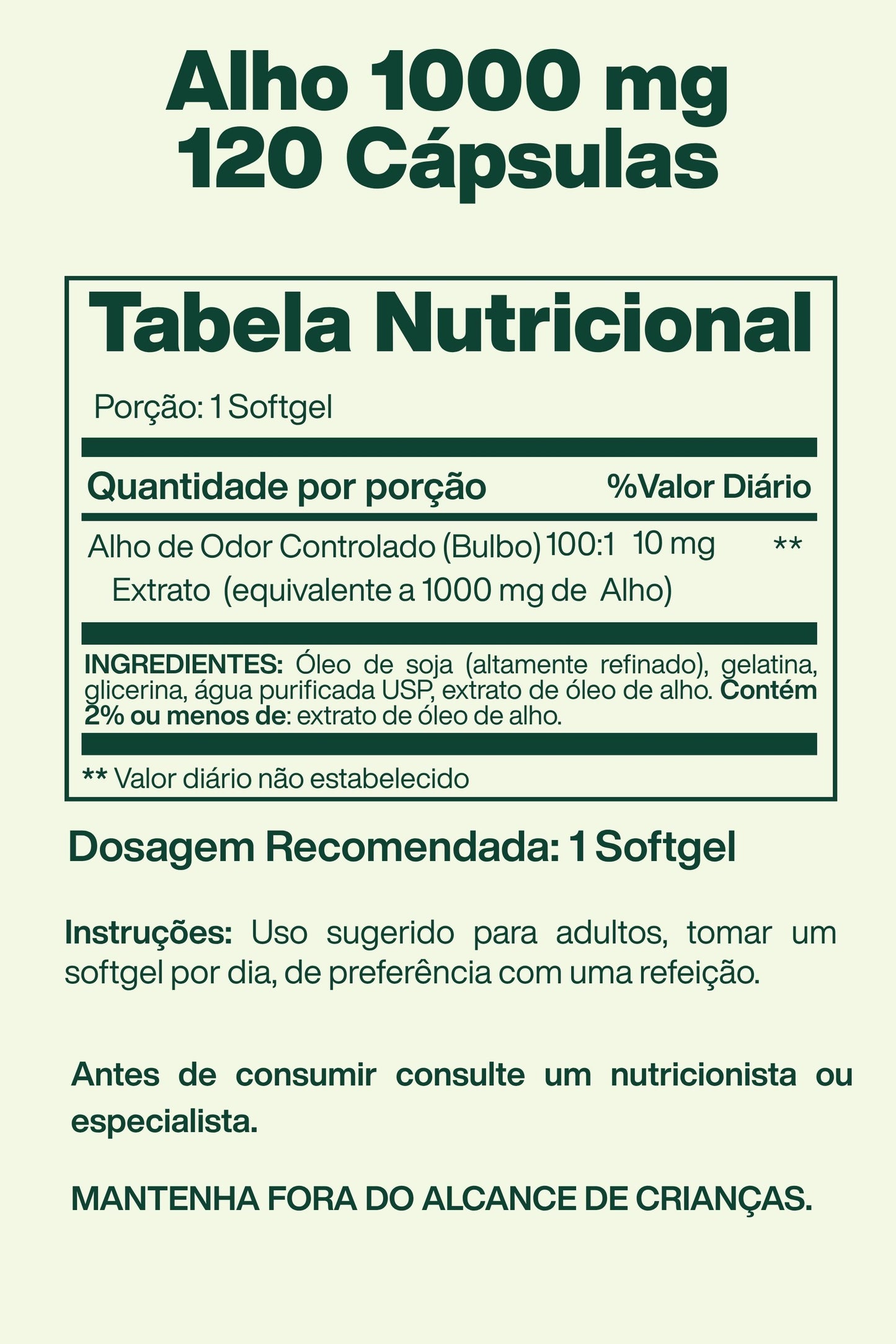 Alho 1000 mg 120 Cápsulas - Spring Valley