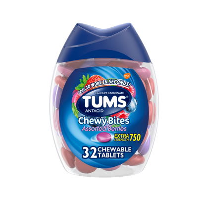 Anti Ácido Tabletes Mastigáveis, Assorted Berries , 32 Tabletes - Tums