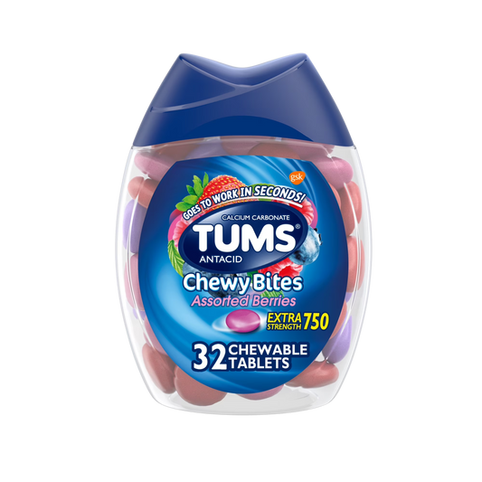 Anti Ácido Tabletes Mastigáveis, Assorted Berries , 32 Tabletes - Tums