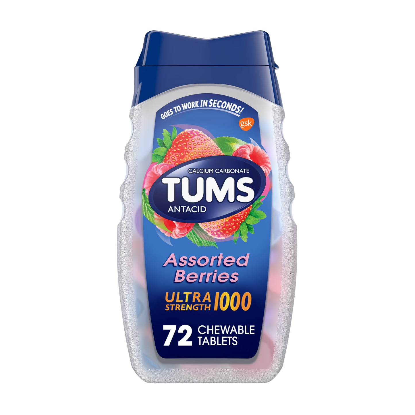 Anti Ácido Tabletes Mastigáveis, Assorted Berries , 72 Tabletes - Tums