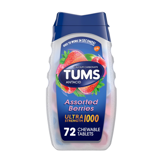 Anti Ácido Tabletes Mastigáveis, Assorted Berries , 72 Tabletes - Tums