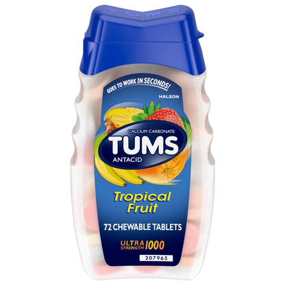 Anti Ácido Tabletes Mastigáveis, Frutas Tropicais , 72 Tabletes - Tums