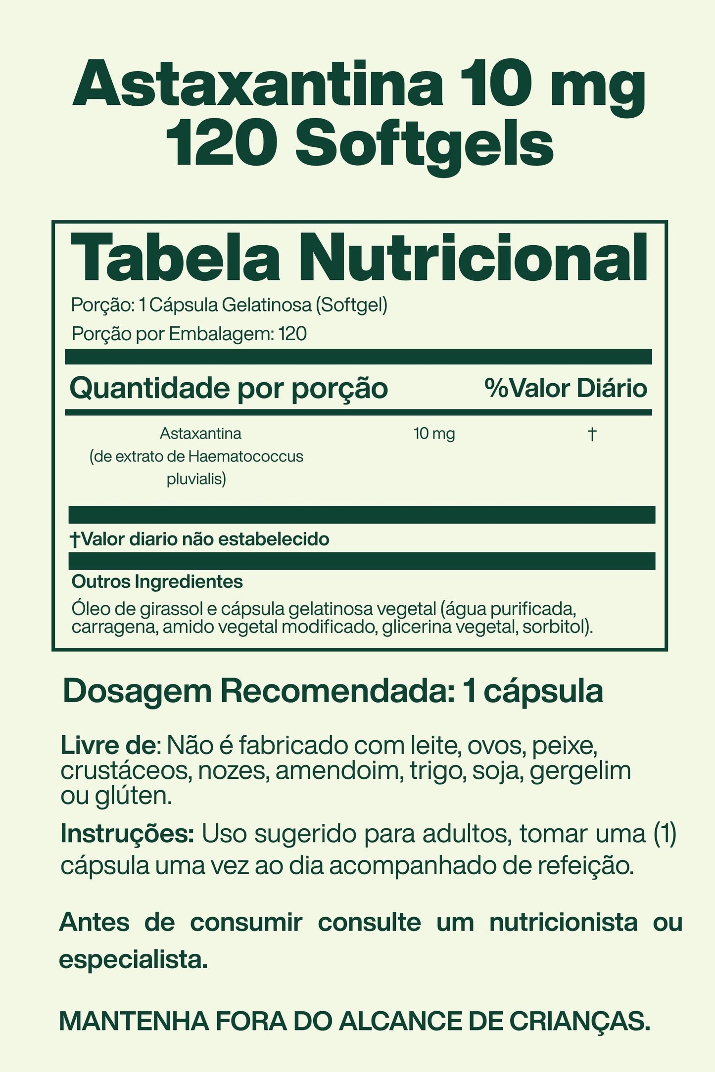 Astaxantina 10 mg 120 Softgels - Lake Avenue Nutrition