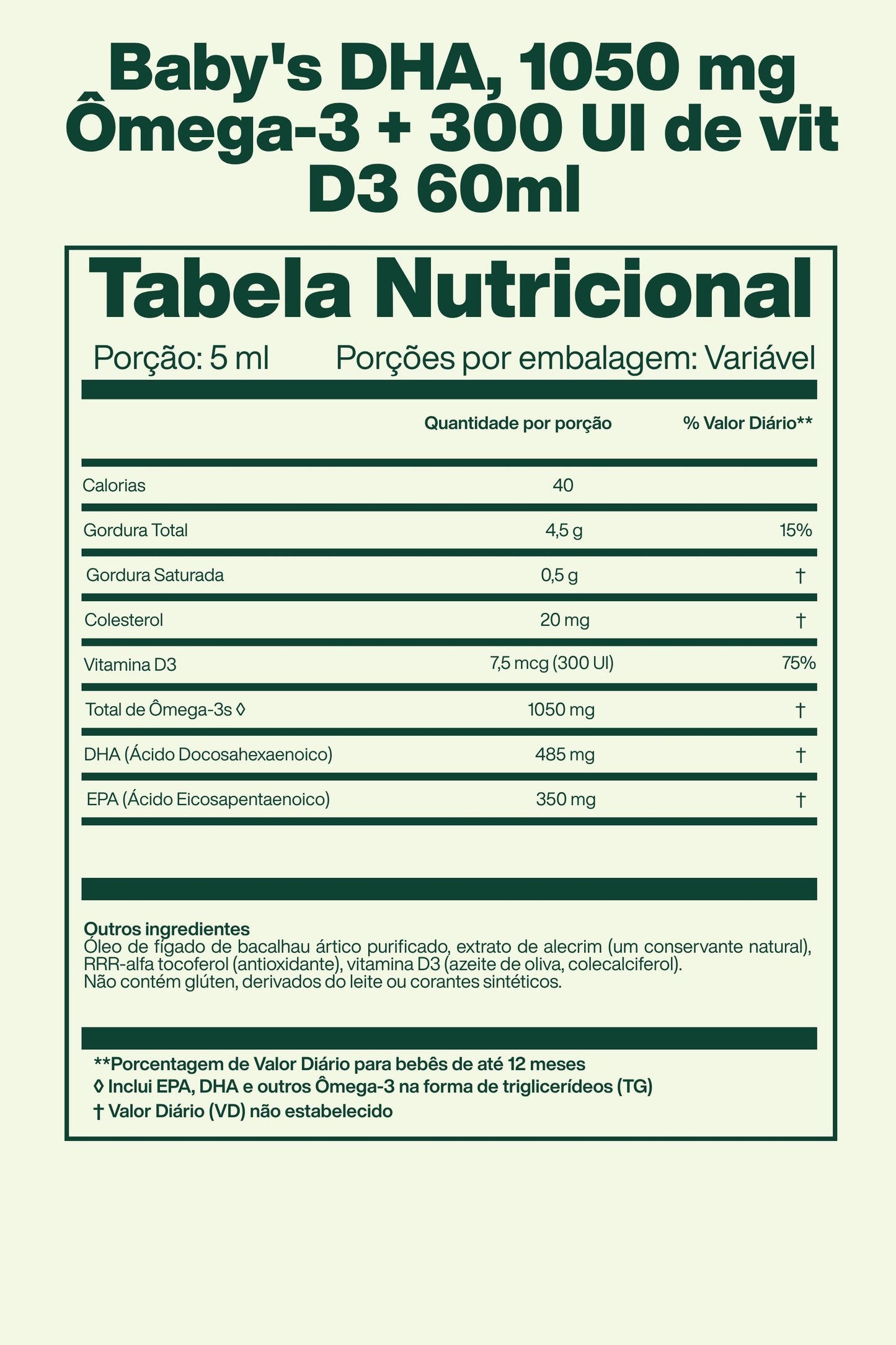 Baby's DHA, 1050 mg Ômega-3 + 300 UI de vit D3 60ml - Nordic Naturals