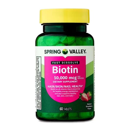 Biotina 10.000mcg com 60 tabletes Sabor Morango - Spring Valley