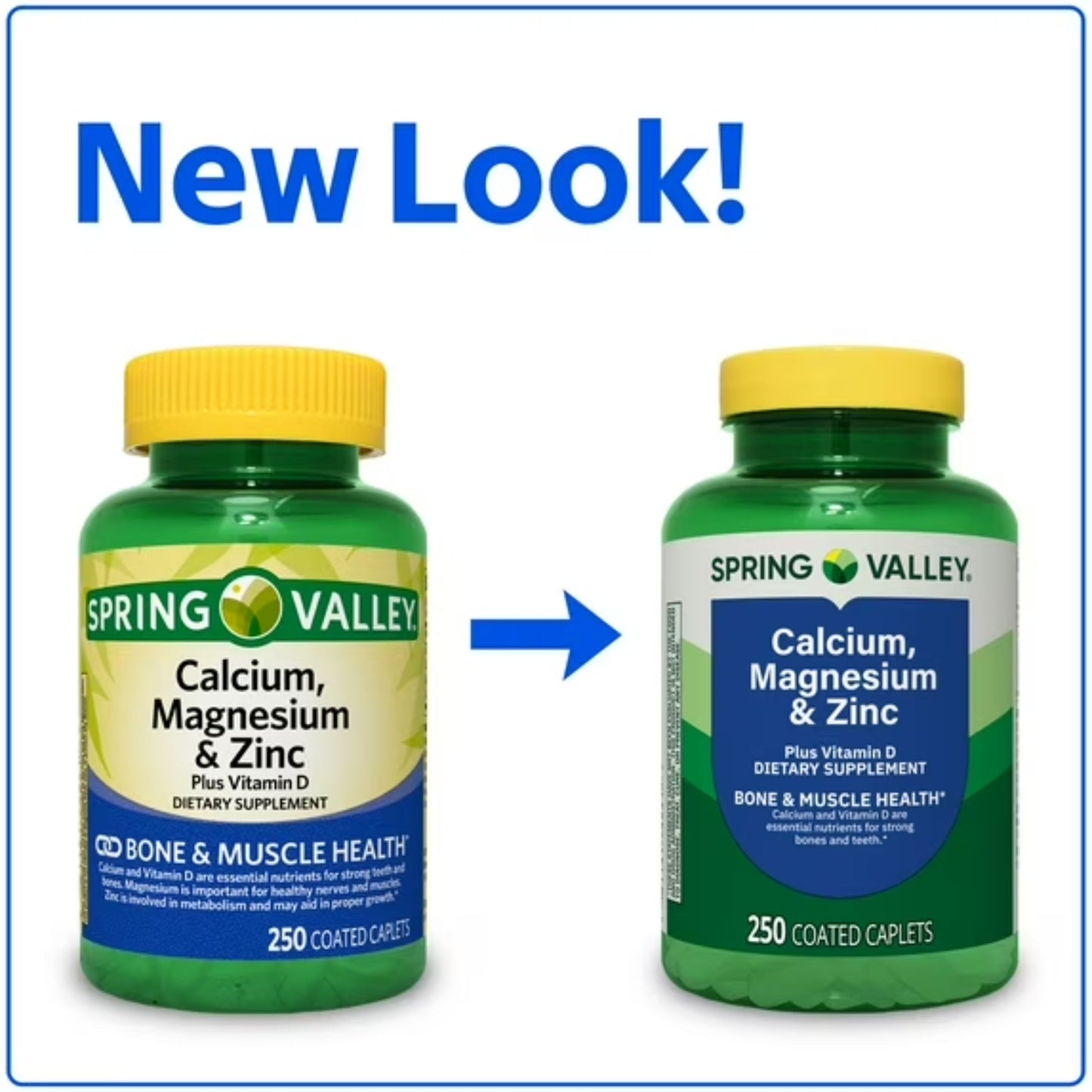 Calcio Magnésio Zinco e Vitamina D3 com 250 Capsulas Revestidas - Spring Valley